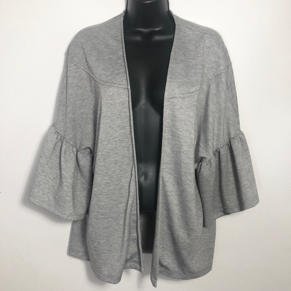 Pebble and Stone Medium gray bell sleeve sweater